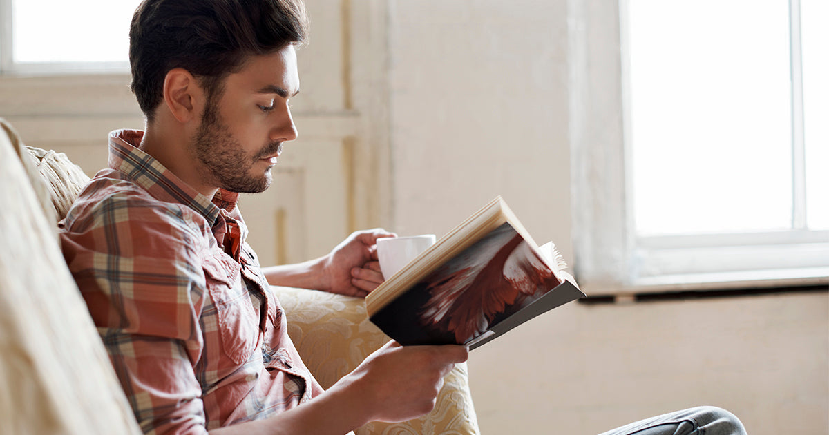 man reading a book